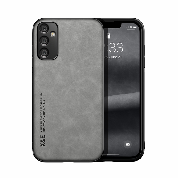 

For Samsung Galaxy A05s Skin Feel Magnetic Leather Back Phone Case(Light Grey)