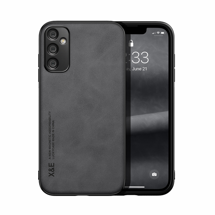 

For Samsung Galaxy A05s Skin Feel Magnetic Leather Back Phone Case(Dark Grey)