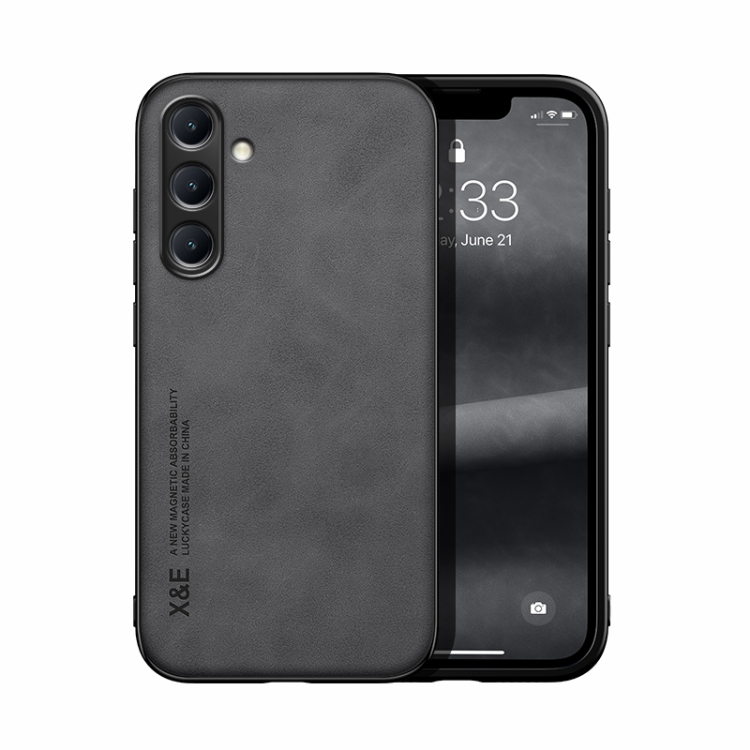 

For Samsung Galaxy S24+ 5G Skin Feel Magnetic Leather Back Phone Case(Dark Grey)
