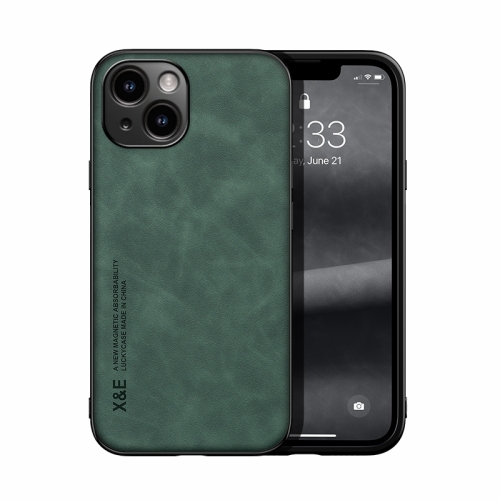 For iPhone 14 Skin Feel Magnetic Leather Back Phone Case(Green)