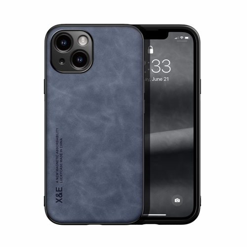 

For iPhone 14 Skin Feel Magnetic Leather Back Phone Case(Blue)