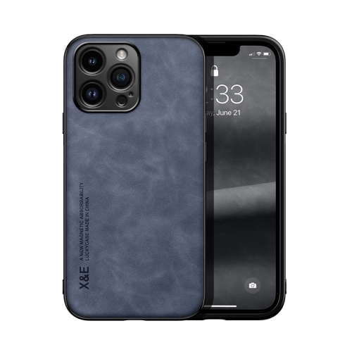 

For iPhone 14 Pro Skin Feel Magnetic Leather Back Phone Case(Blue)
