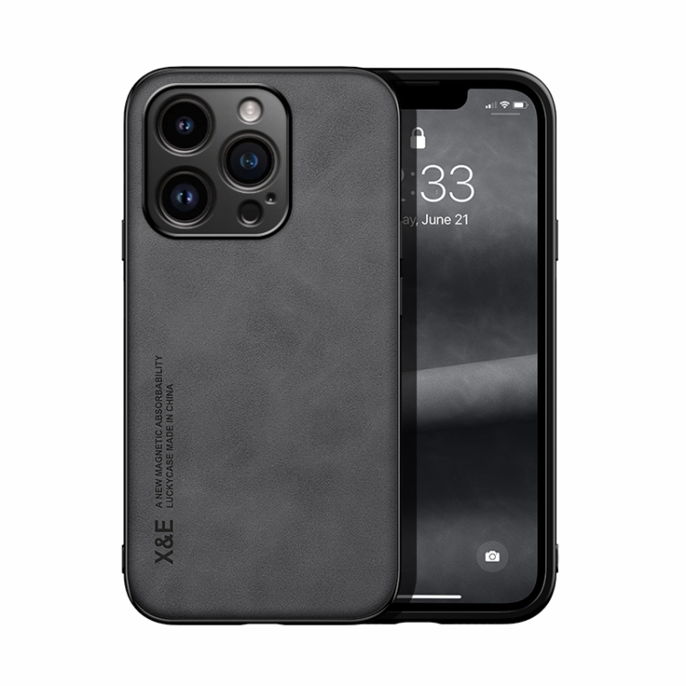 

For iPhone 16 Pro Skin Feel Magnetic Leather Back Phone Case(Dark Grey)