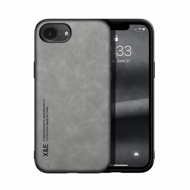 

For iPhone 16e Skin Feel Magnetic Leather Back Phone Case(Light Grey)