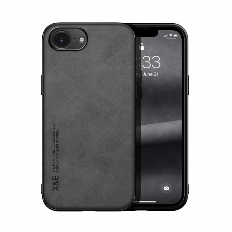 

For iPhone 16e Skin Feel Magnetic Leather Back Phone Case(Dark Grey)