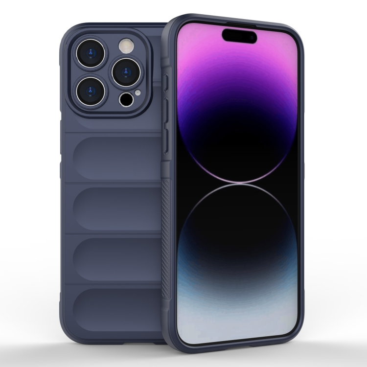 

For iPhone 15 Pro Max Magic Shield TPU + Flannel Phone Case(Dark Blue)