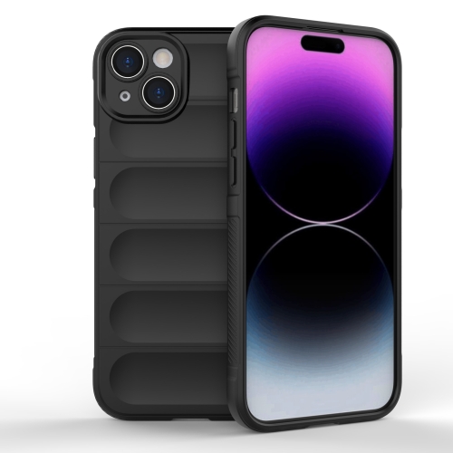 

For iPhone 15 Plus Magic Shield TPU + Flannel Phone Case(Black)