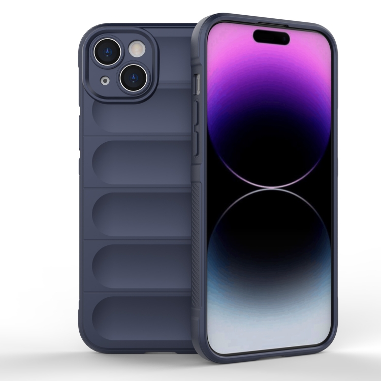

For iPhone 15 Plus Magic Shield TPU + Flannel Phone Case(Dark Blue)