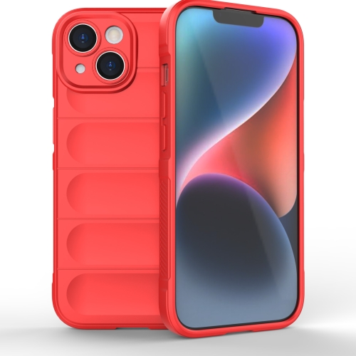

For iPhone 15 Magic Shield TPU + Flannel Phone Case(Red)