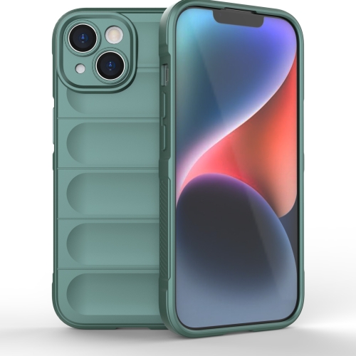 

For iPhone 15 Magic Shield TPU + Flannel Phone Case(Dark Green)