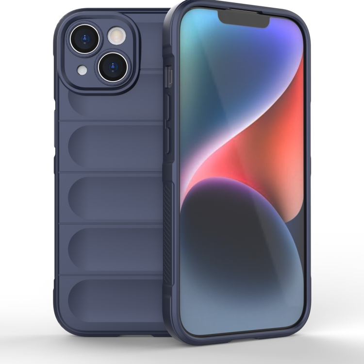 

For iPhone 15 Magic Shield TPU + Flannel Phone Case(Dark Blue)