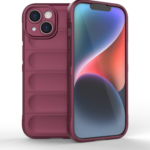 For iPhone 15 Magic Shield TPU + Flannel Phone Case(Wine Red)