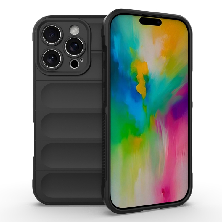 

For iPhone 16 Pro Magic Shield TPU + Flannel Phone Case(Black)