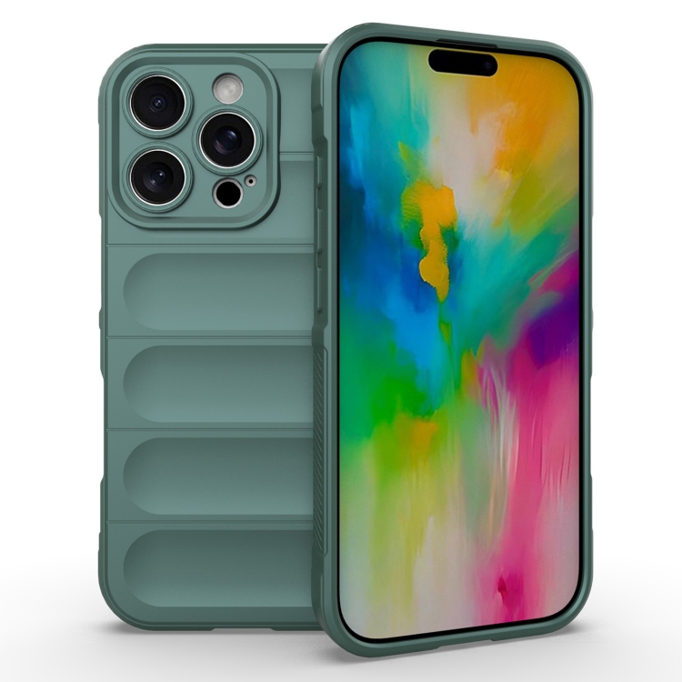 

For iPhone 16 Pro Magic Shield TPU + Flannel Phone Case(Dark Green)