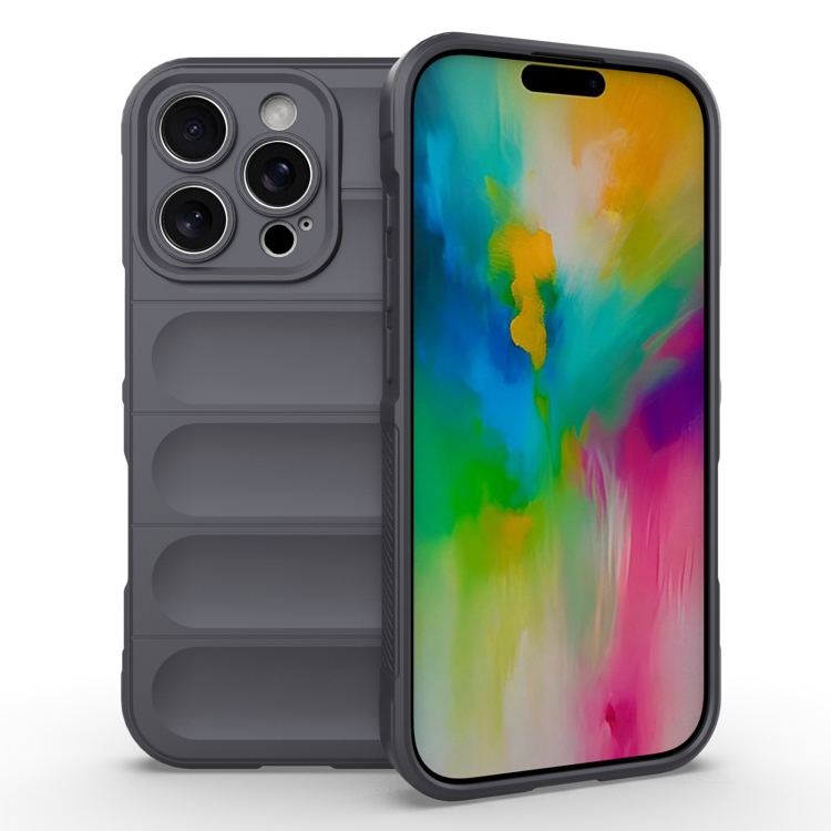 

For iPhone 16 Pro Magic Shield TPU + Flannel Phone Case(Dark Grey)