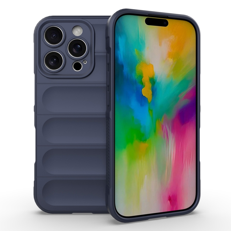 

For iPhone 16 Pro Magic Shield TPU + Flannel Phone Case(Dark Blue)