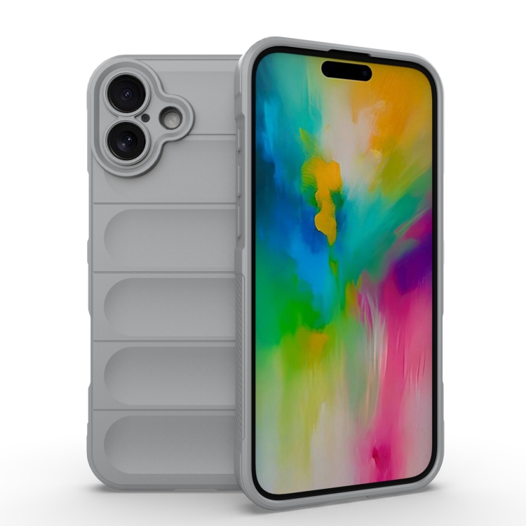 

For iPhone 16 Plus Magic Shield TPU + Flannel Phone Case(Grey)