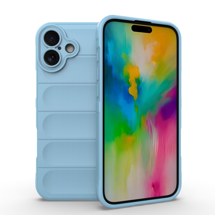 

For iPhone 16 Plus Magic Shield TPU + Flannel Phone Case(Light Blue)