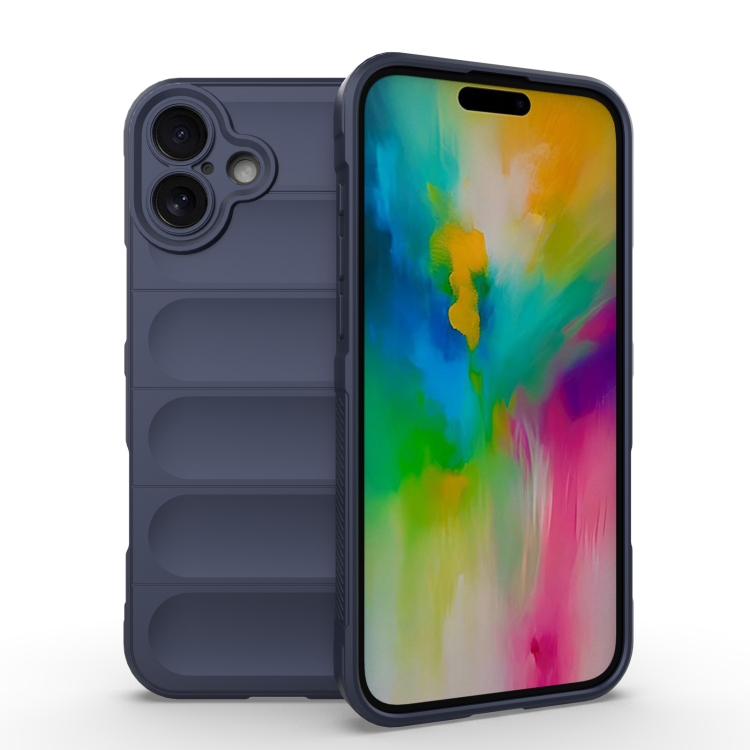 

For iPhone 16 Plus Magic Shield TPU + Flannel Phone Case(Dark Blue)