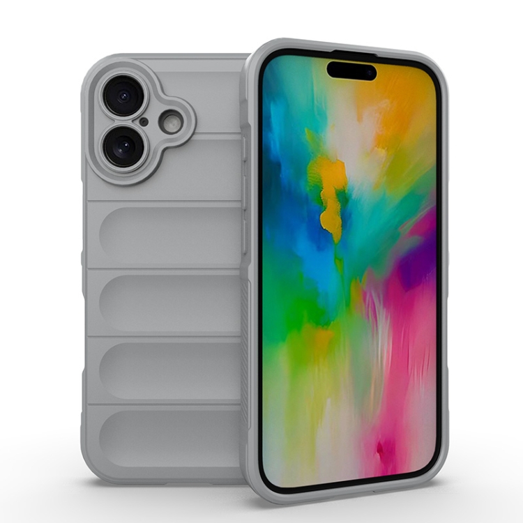 

For iPhone 16 Magic Shield TPU + Flannel Phone Case(Grey)