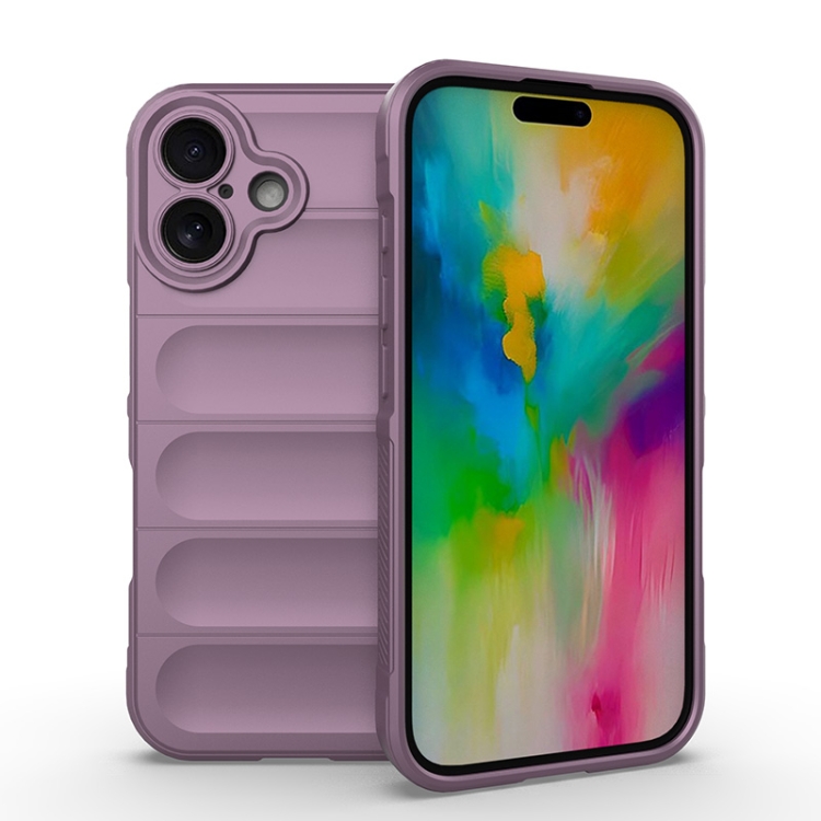 

For iPhone 16 Magic Shield TPU + Flannel Phone Case(Purple)
