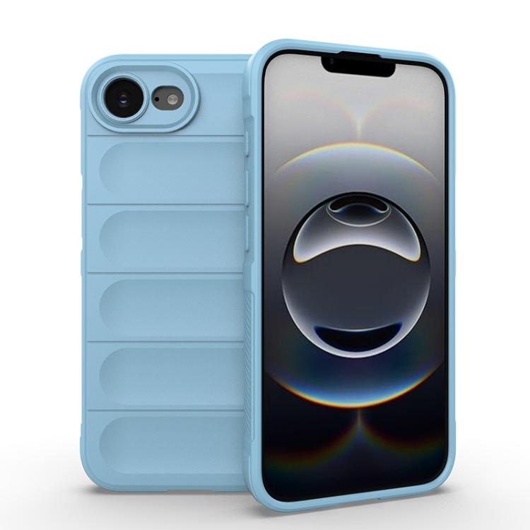 

For iPhone 16e Magic Shield TPU + Flannel Phone Case(Light Blue)