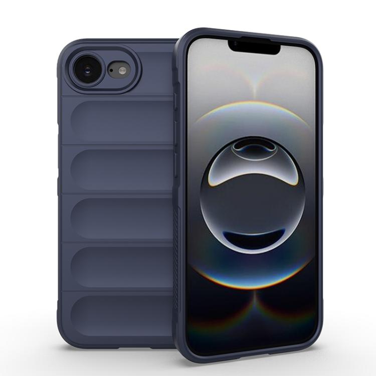 

For iPhone 16e Magic Shield TPU + Flannel Phone Case(Dark Blue)