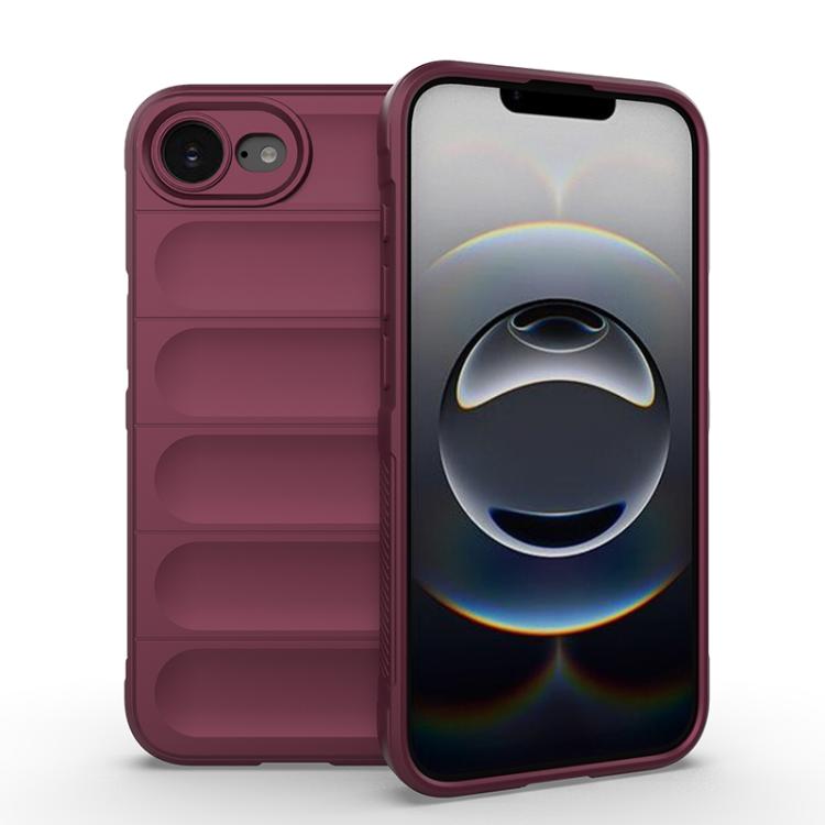 

For iPhone 16e Magic Shield TPU + Flannel Phone Case(Wine Red)