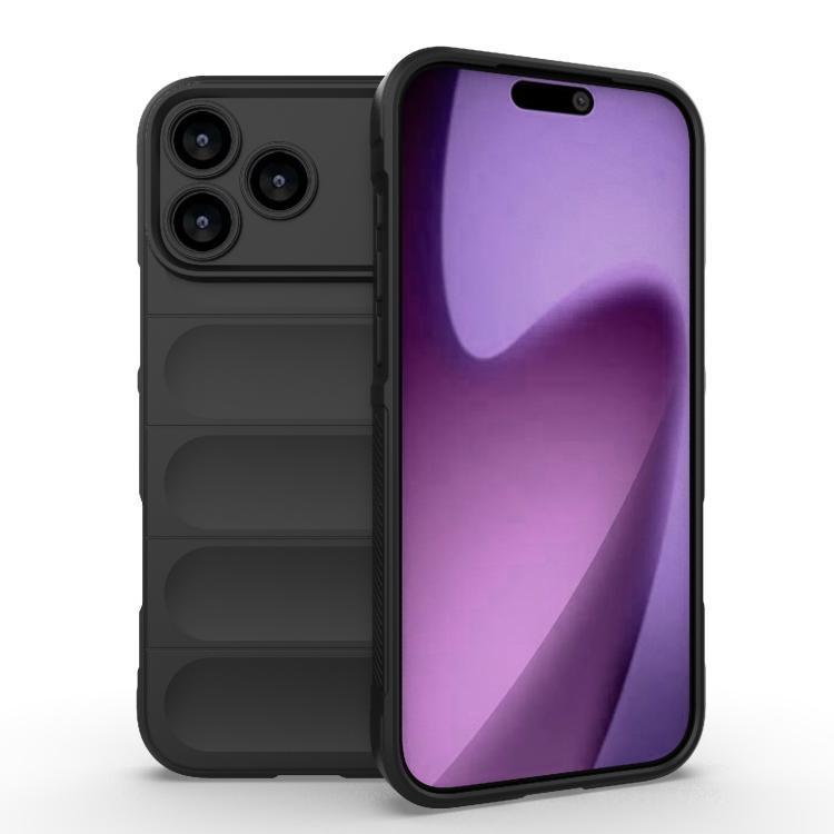 

For iPhone 17 Pro Max Magic Shield TPU + Flannel Phone Case(Black)