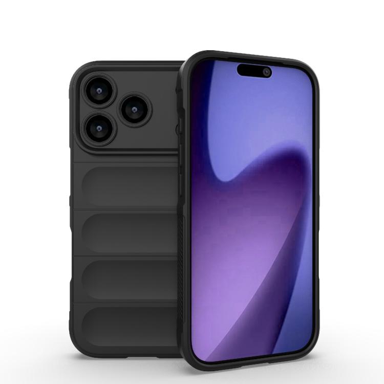 

For iPhone 17 Pro Magic Shield TPU + Flannel Phone Case(Black)