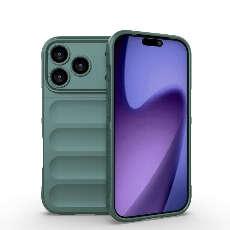 

For iPhone 17 Pro Magic Shield TPU + Flannel Phone Case(Dark Green)