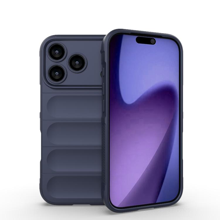 

For iPhone 17 Pro Magic Shield TPU + Flannel Phone Case(Dark Blue)