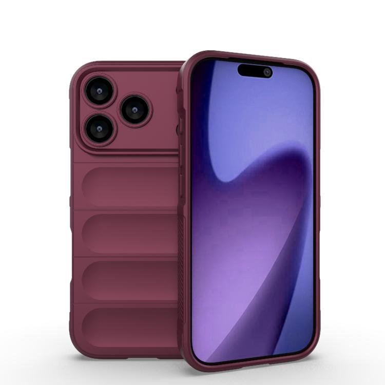 

For iPhone 17 Pro Magic Shield TPU + Flannel Phone Case(Wine Red)
