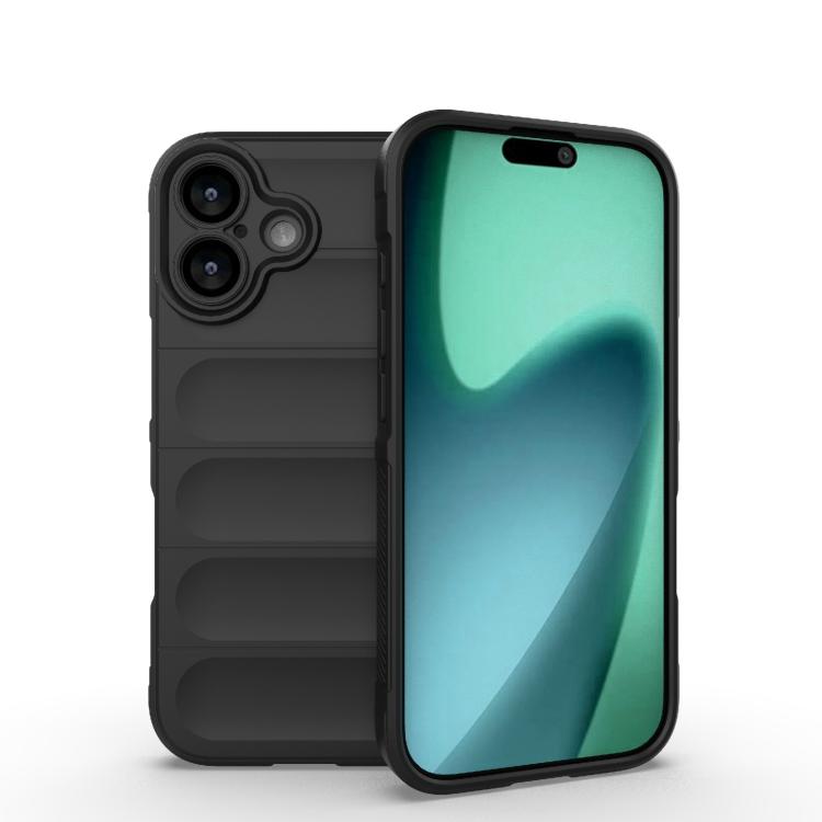 

For iPhone 17 Magic Shield TPU + Flannel Phone Case(Black)