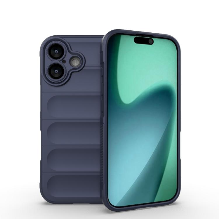 

For iPhone 17 Magic Shield TPU + Flannel Phone Case(Dark Blue)