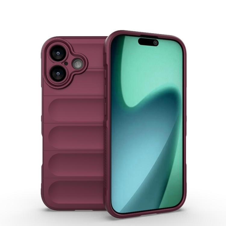 

For iPhone 17 Magic Shield TPU + Flannel Phone Case(Wine Red)