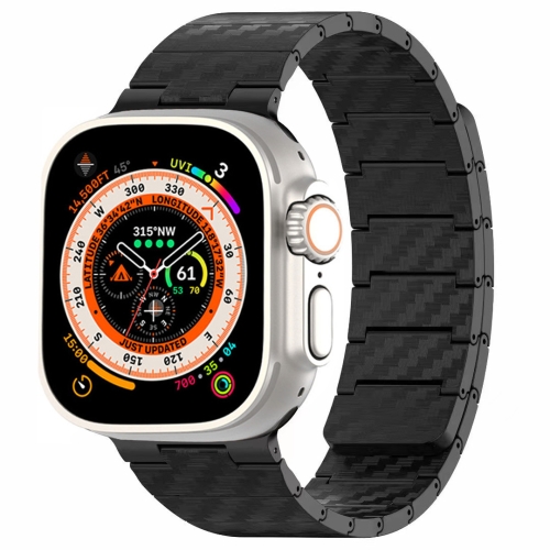 

For Apple Watch Ultra 49mm Carbon Fiber Magnetic Loop Watch Band(Black)