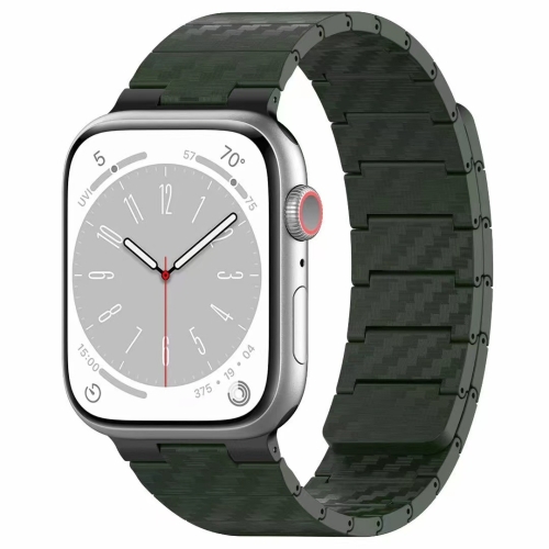 

For Apple Watch SE 2023 44mm Carbon Fiber Magnetic Loop Watch Band(Official Green)