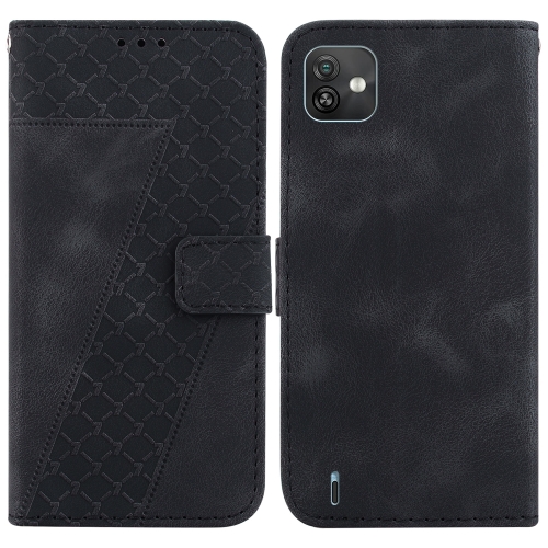 

For Wiko Y82 7-shaped Embossed Leather Phone Case(Black)