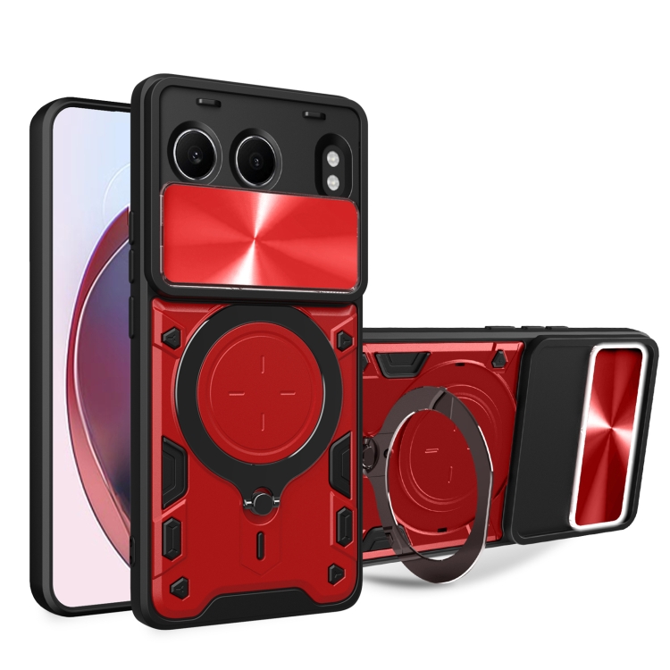 

For OnePlus Nord 4 5G CD Texture Sliding Camshield Magnetic Holder Phone Case(Red)