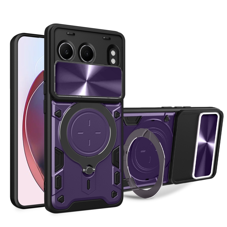 

For OnePlus Nord 4 5G CD Texture Sliding Camshield Magnetic Holder Phone Case(Purple)