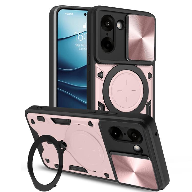 

For OnePlus Ace 5 Racing / Nord CE5 CD Texture Sliding Camshield Magnetic Holder Phone Case(Pink)
