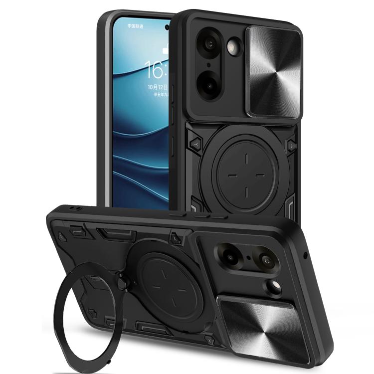 

For OnePlus Ace 5 Racing / Nord CE5 CD Texture Sliding Camshield Magnetic Holder Phone Case(Black)