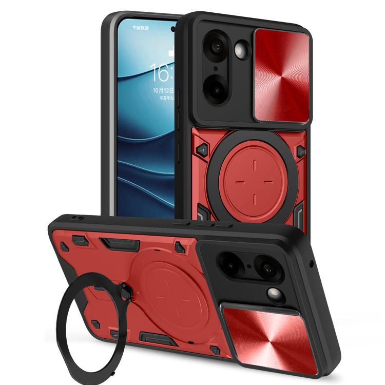 

For OnePlus Ace 5 Racing / Nord CE5 CD Texture Sliding Camshield Magnetic Holder Phone Case(Red)