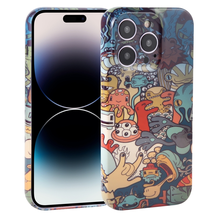 

For iPhone 14 Pro Max Dustproof Net Full Coverage PC Phone Case(Animal Party)