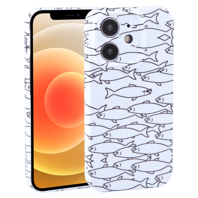 

For iPhone 12 Dustproof Net Full Coverage PC Phone Case(Fish School)