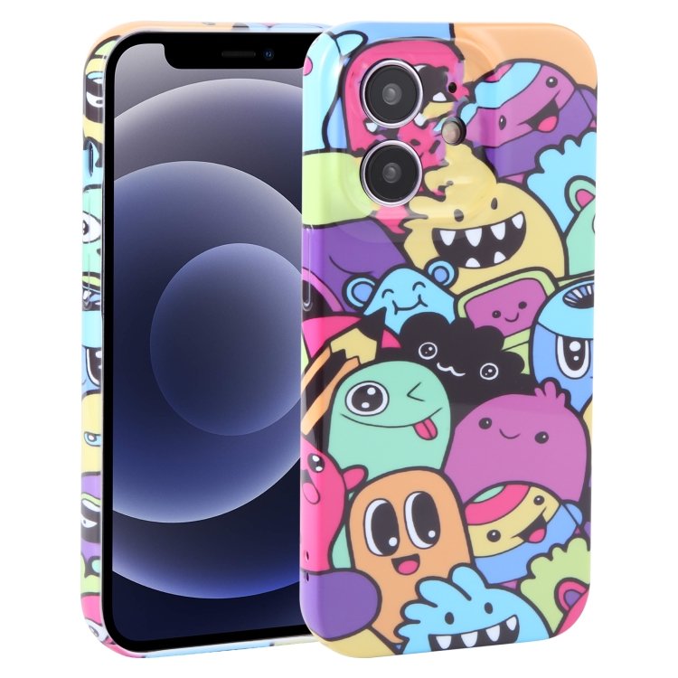 

For iPhone 12 mini Dustproof Net Full Coverage PC Phone Case(Cute Monster)