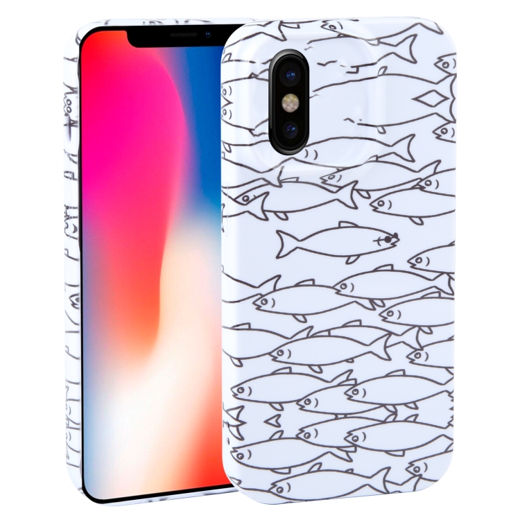 

For iPhone X / XS Dustproof Net Full Coverage PC Phone Case(Fish School)