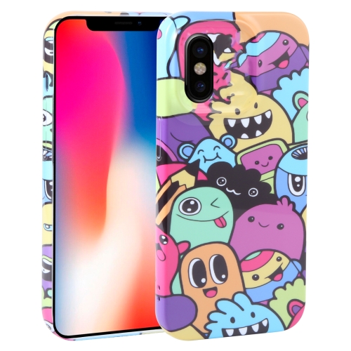 

For iPhone X / XS Dustproof Net Full Coverage PC Phone Case(Cute Monster)