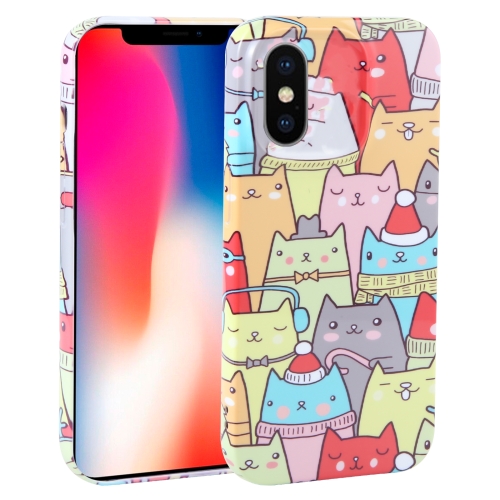 

For iPhone X / XS Dustproof Net Full Coverage PC Phone Case(Cats)